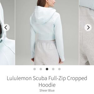 lululemon athletica Light Blue Scuba Full-Zip Cropped Hoodie